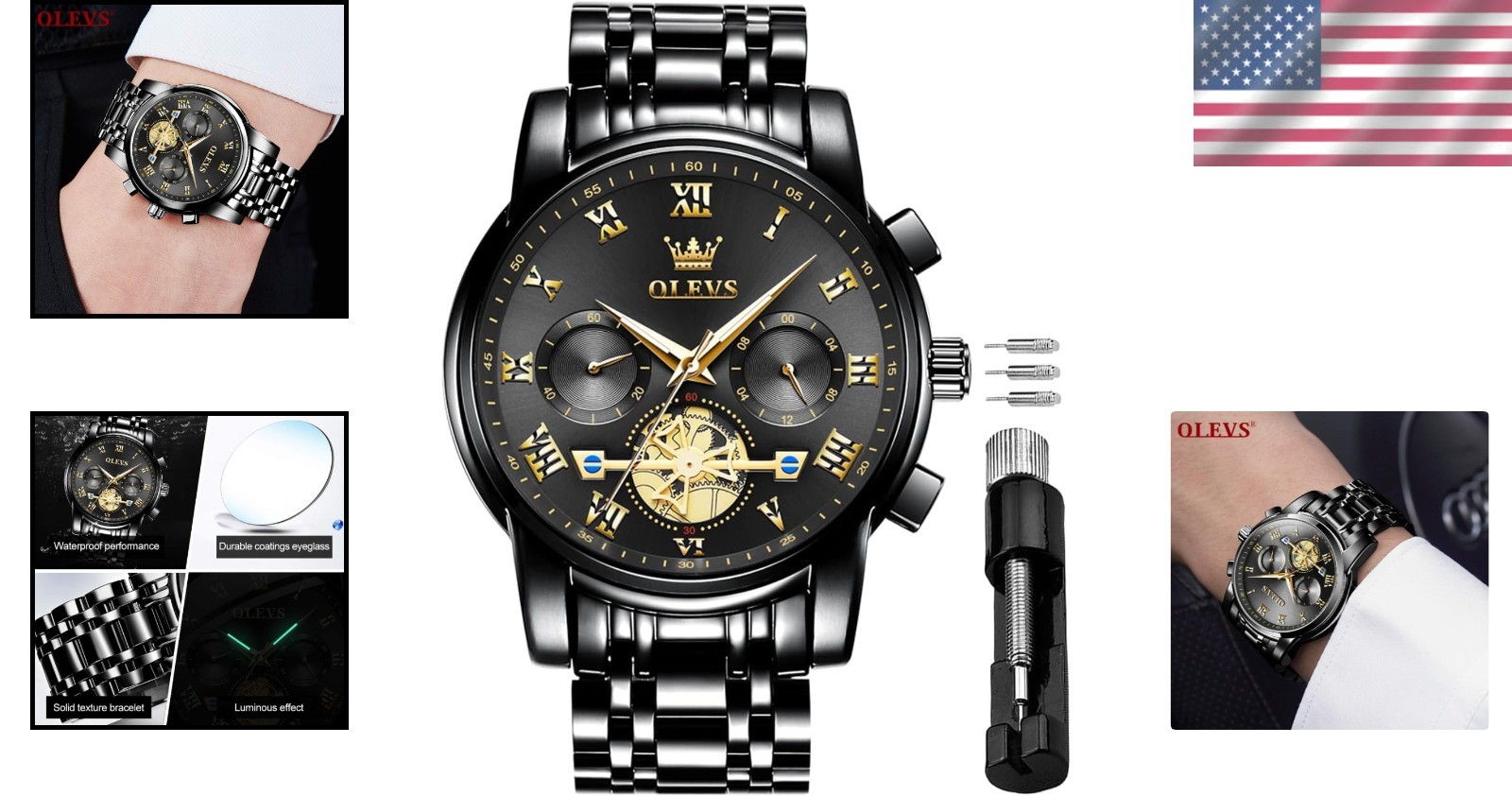 Waterproof Men’s Watch with Chronograph & Adjustable Band – Fashion Essential