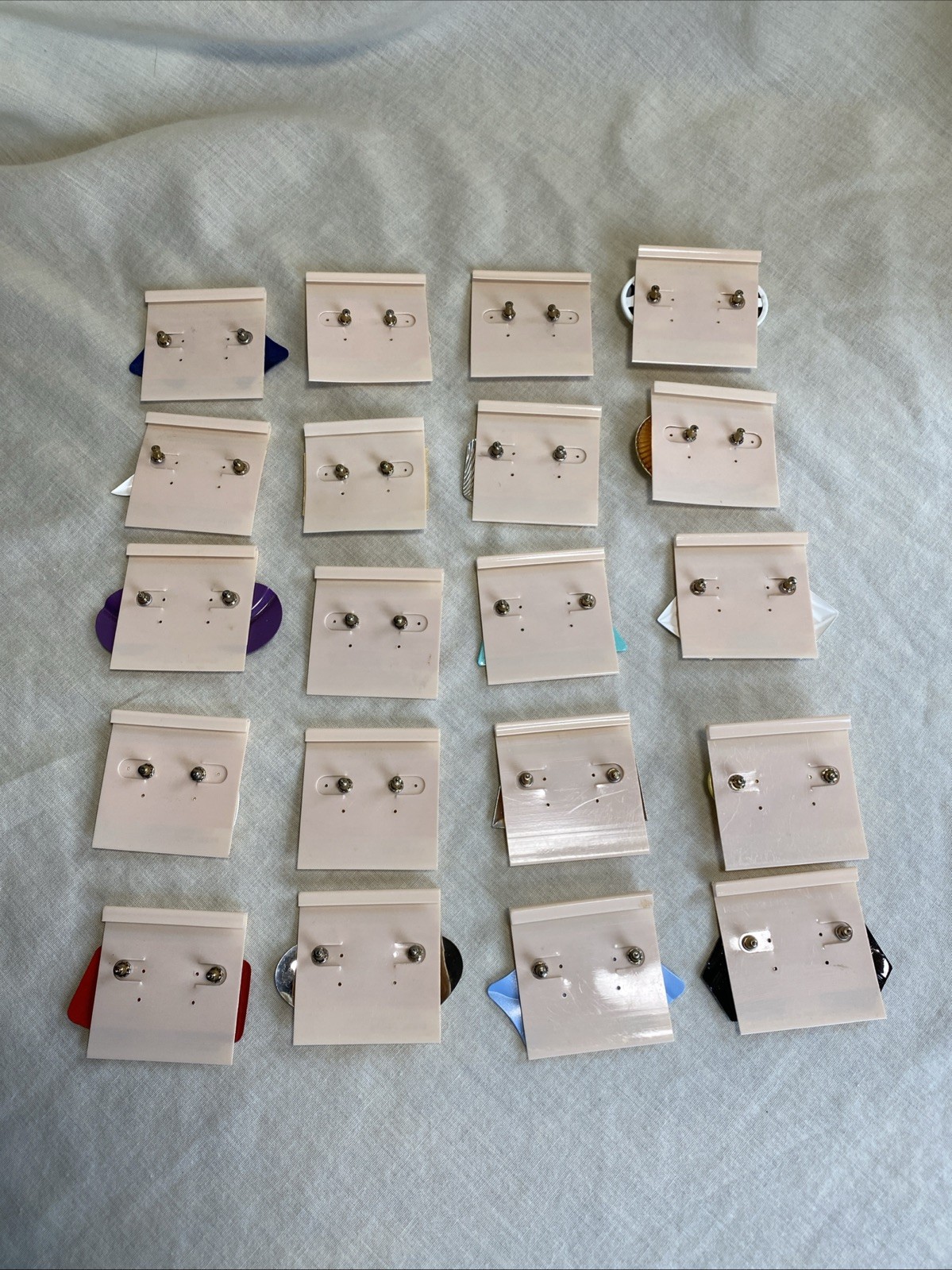 Vtg NOS Pierced Earrings Lot of 20 Metal Acrylic Plastic 80s 90s Multi-Color USA