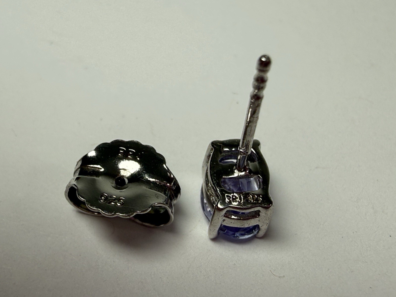 Sterling Silver Oval Faceted Tanzanite Stud Earrings BBJ 6.9mm Purple