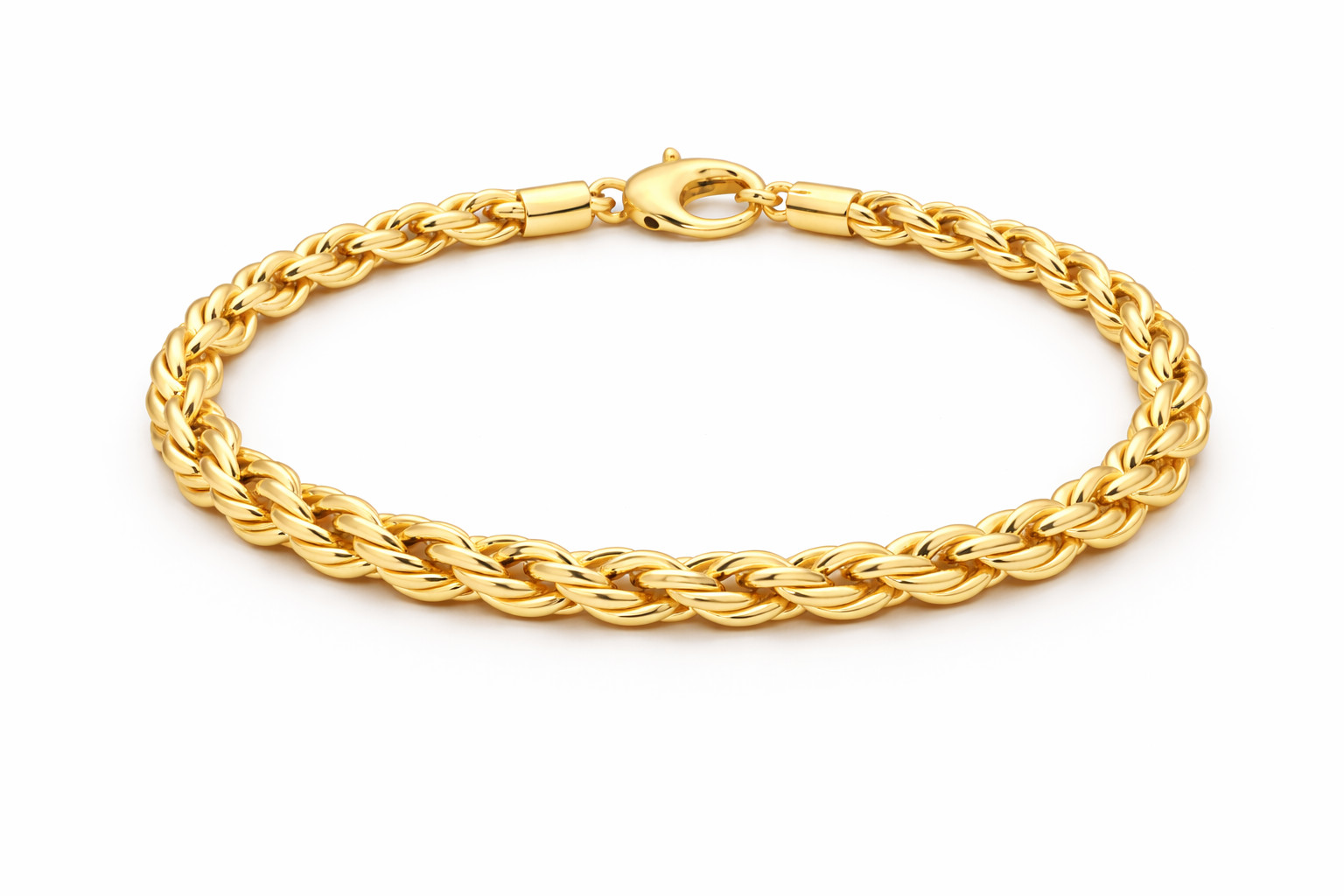 Real Italian 1/200 14K Yellow Gold Overlay Oro Rope Link Bracelet Pulsera Link