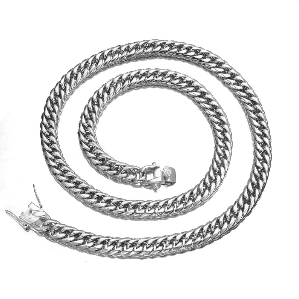 9mm Men Women Stainless Steel Miami Curb Cuban Link Chan Necklace 16-40inch