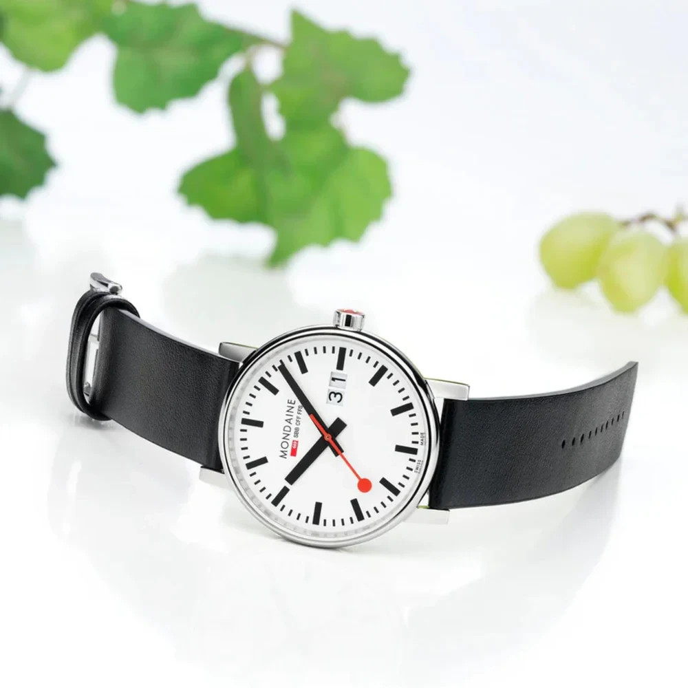 Mondaine Evo2 Men’s Watch MSE.40210.LBV Big Date White Dial Leather Strap 30M