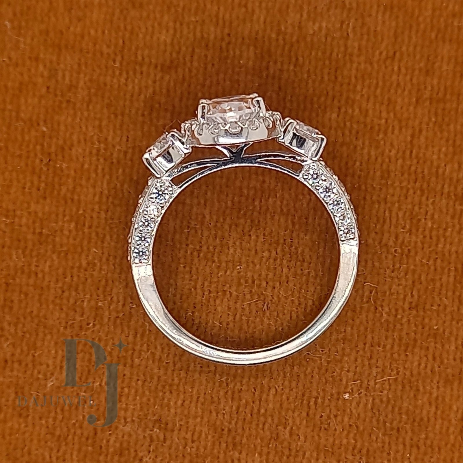 Moissanite Halo Engagement Ring Solid 14K White Gold 3 Carat Oval Cut VVS1