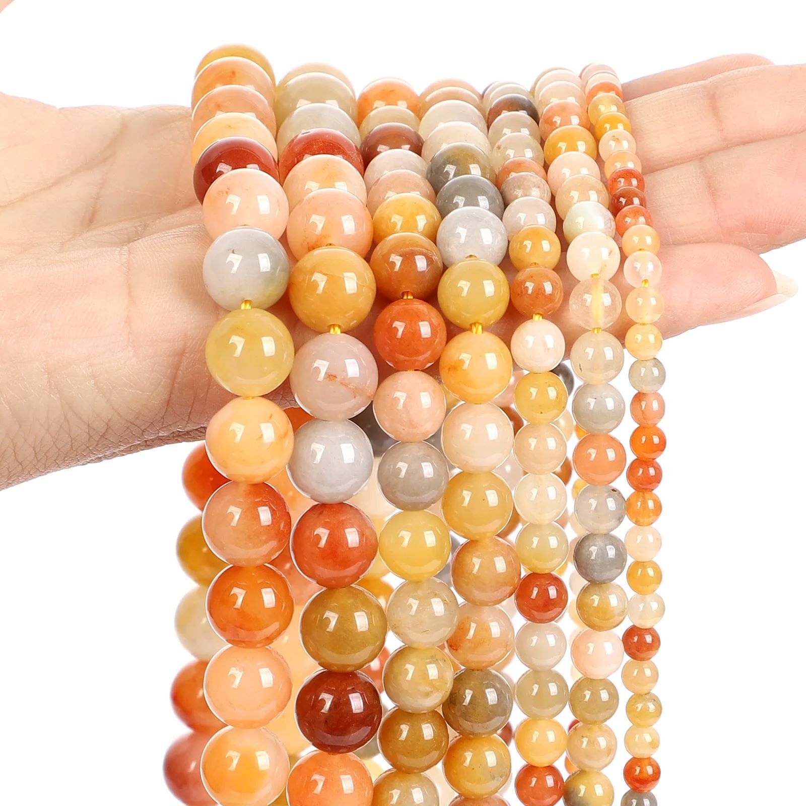 4-12mm Natural Gemstone Golden Silk Jade Round Spacer Beads for Jewelry Making