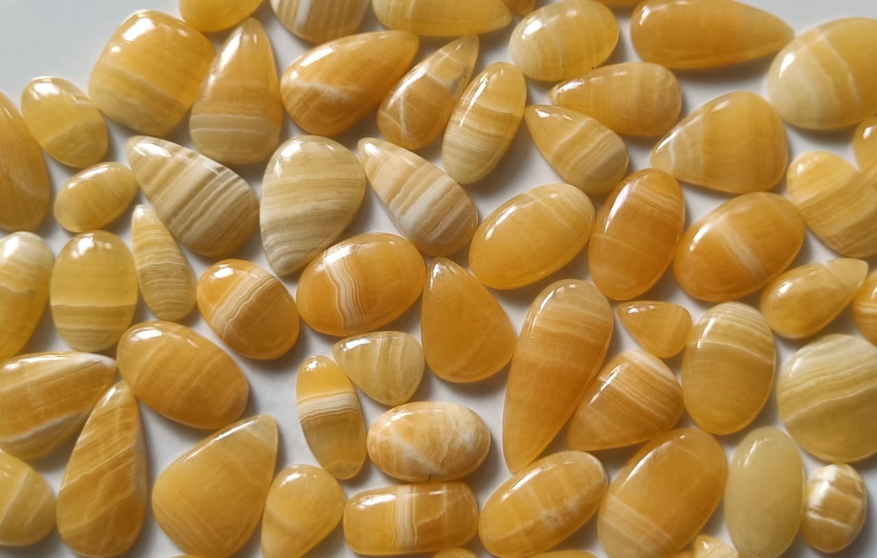 Natural Yellow Lace Agate Mix Shape Cabochon Loose Gemstone Wholesale Lot