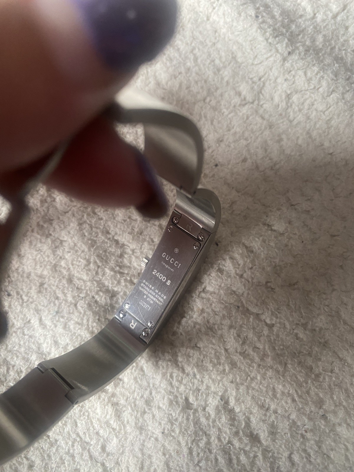 Gucci 2400S Silver Bangle Bracelet Ladies Watch Quartz w/Box new battery