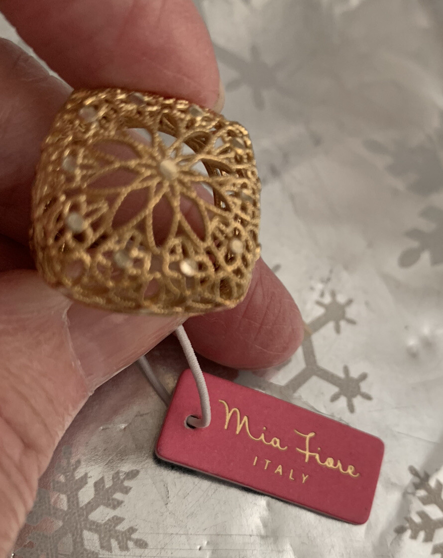 ❤️Mia Fiore Gold / 925 Vermiel Filigree Dome Ring Size 7-9 Adjustable NWT