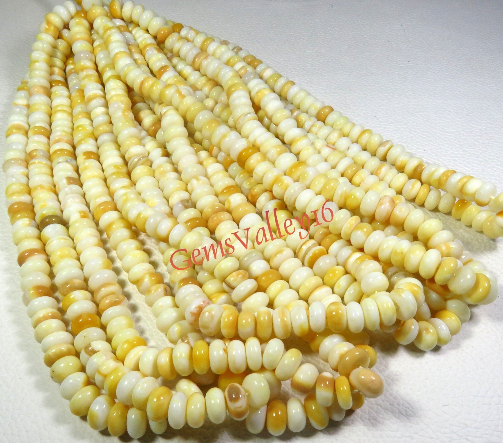 New Yellow Mustard Shaded Opal Smooth Gemstone Rondelle Briolette Beads 8-8.5mm