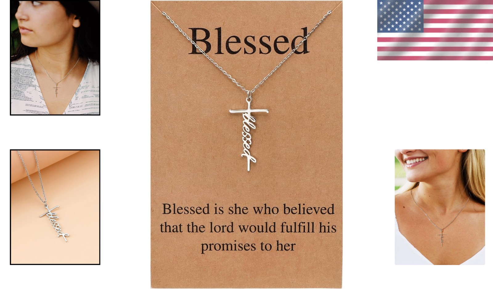 Stainless Steel Faith Cross Pendant Necklace for Women – 18-Inch Gift of Belief