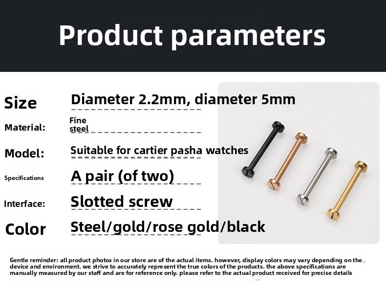 Stainless Steel Watch Strap Screw Rod Notch Strap Connect Rod for Cartier Pasha