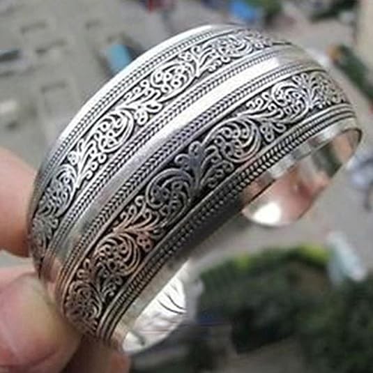 Luhaomisky 1Pc Silver Tibeten Carved Spiral Flower Small,