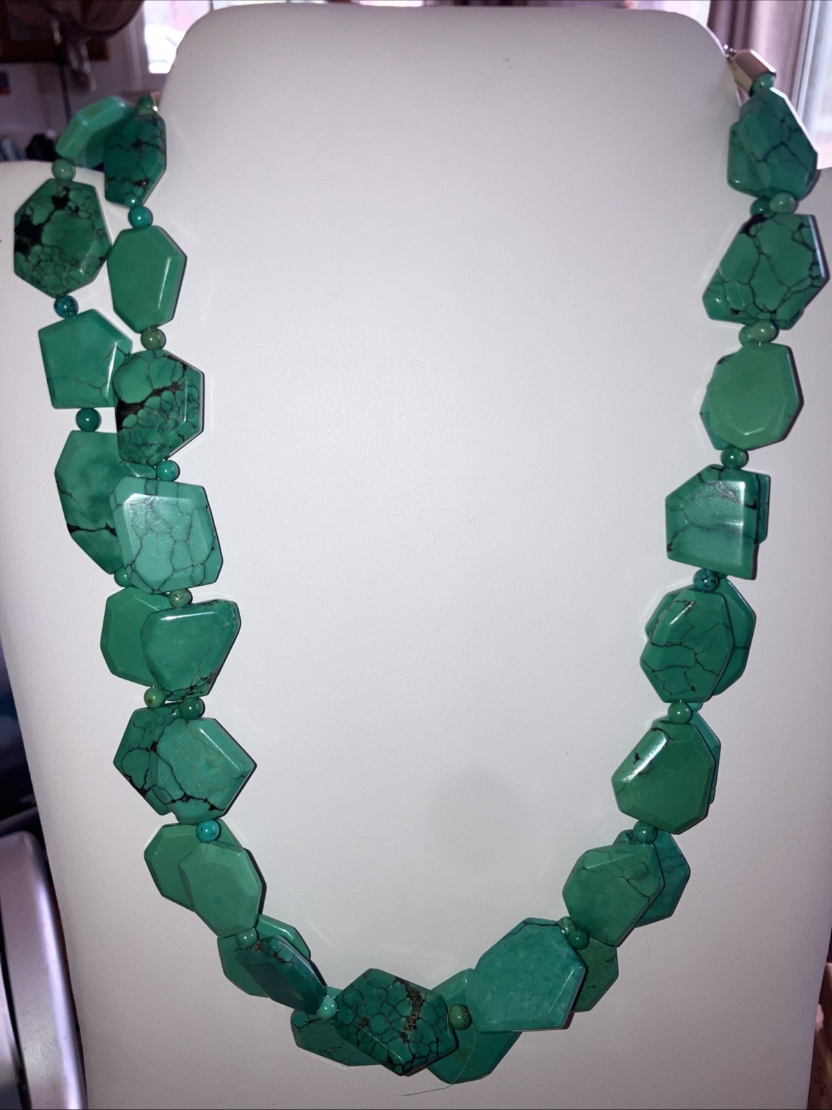Jay King DTR Double Strand Turquoise Slab Beads Sterling 925 20” New 102 Grams