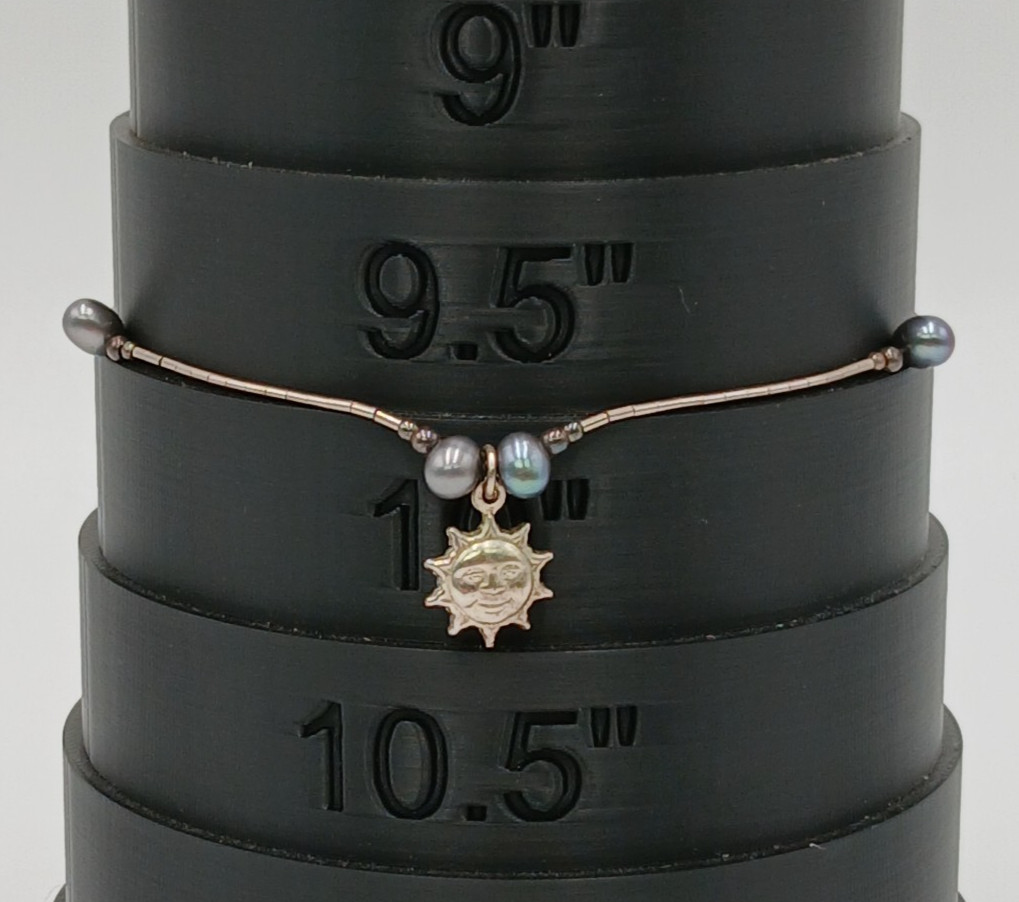 VTG 925 MEX Sun Face Anklet 9.5in Sterling Silver 3gtw Celestial Mexico Beach