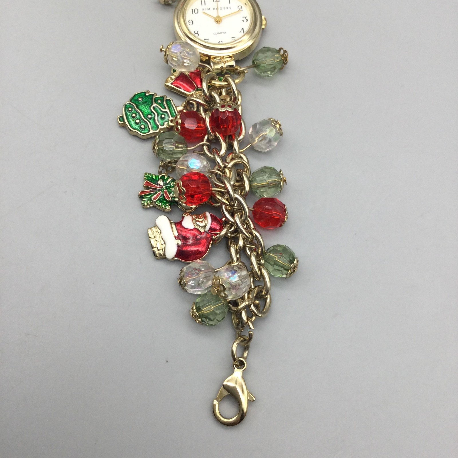 Kim Rogers Womens Watch 24mm Gold Tone Christmas Bracelet New Battery 7.25″