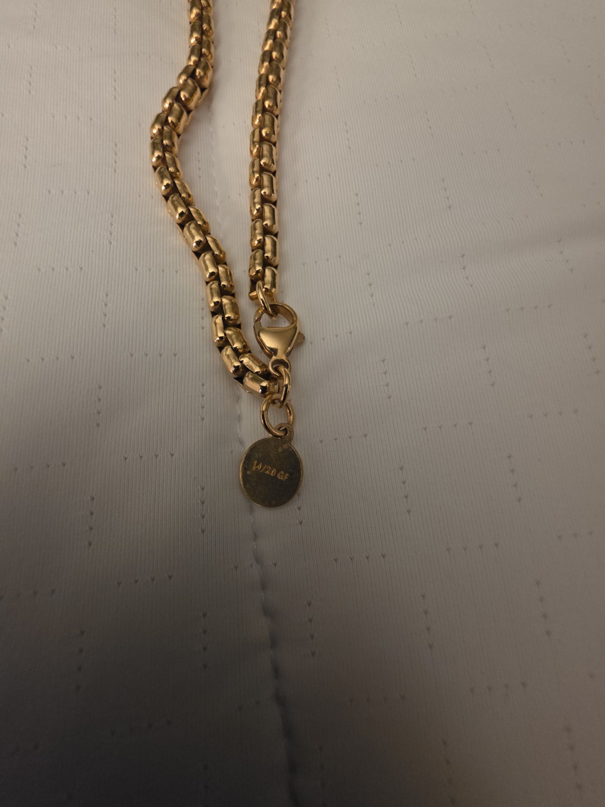 14K Yellow Gold Box Chain Necklace 22″ Heavy Link Lobster Clasp Estate