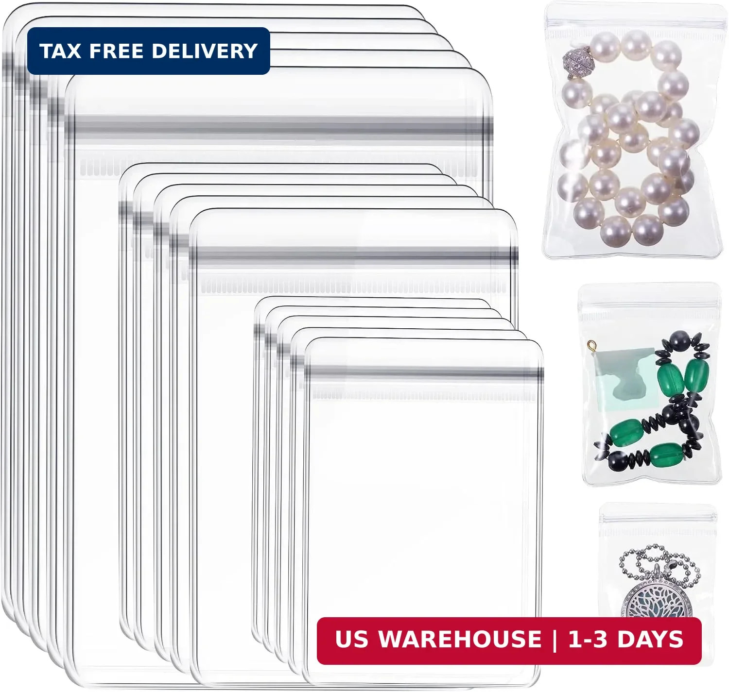 Clabby 120 Pieces Anti Tarnish Jewelry Bags for Organizer and Storage Clear PVC