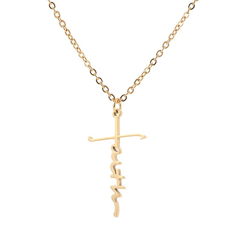 Gold Faith Cross Necklace, Stainless Steel – The Positive Christian