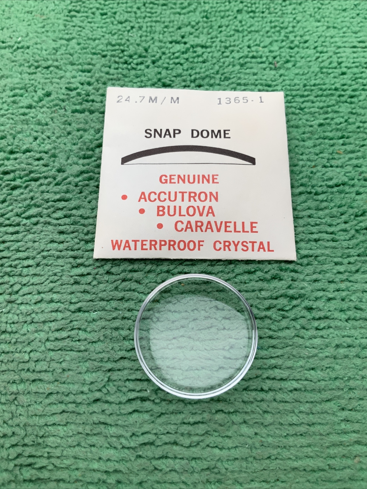 Genuine Bulova Accutron Part # 1365-1, 24.7 mm Watch Crystal