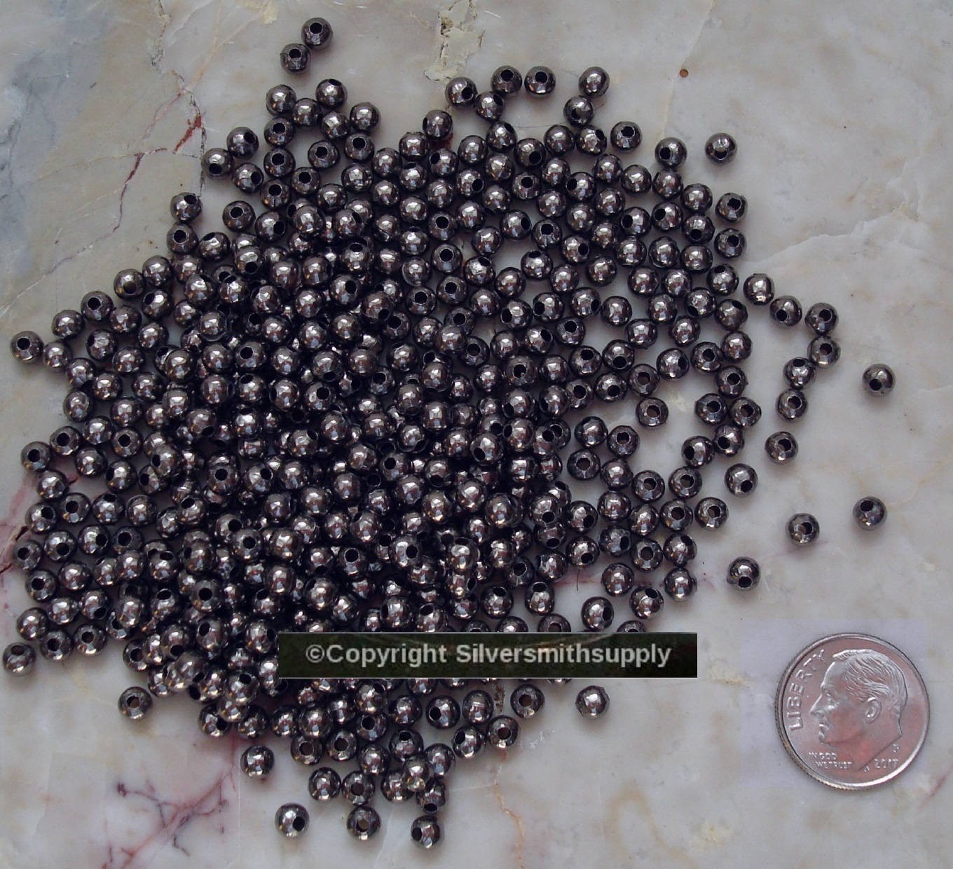 Gunmetal Black 4mm round spacer beads 500 lrg hole spacers fits leather FPB094B