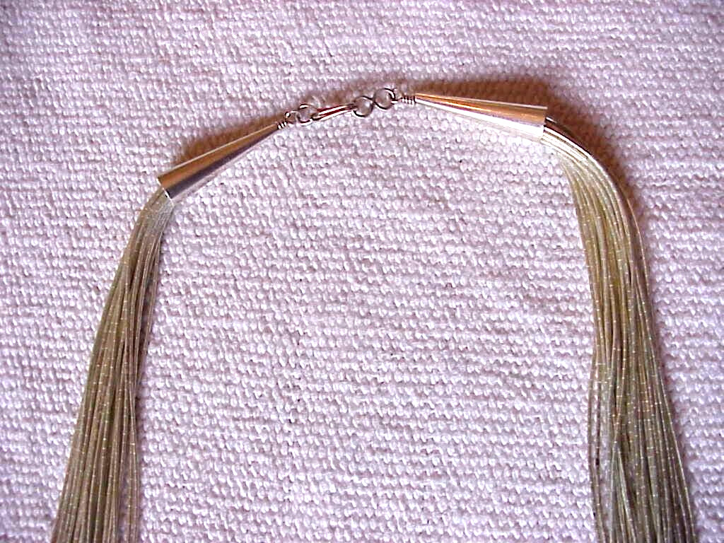 VINTAGE NAVAJO LIQUID SILVER NECKLACE 30 STRAND, STERLING SILVER, 29-1/2 IN