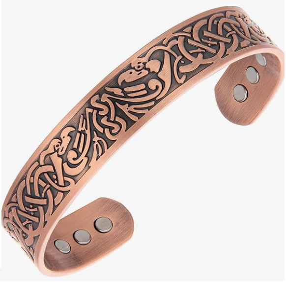 2 Pack Pure Copper Magnetic Bracelet Arthritis Pain Therapy Cuff Phoenix Bird