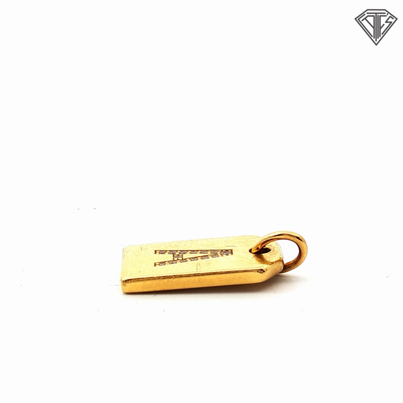 Pre Loved Tiffany & Co Gold Diamond Letter A mini Tag 2.2g Approx 15mm X 9mm