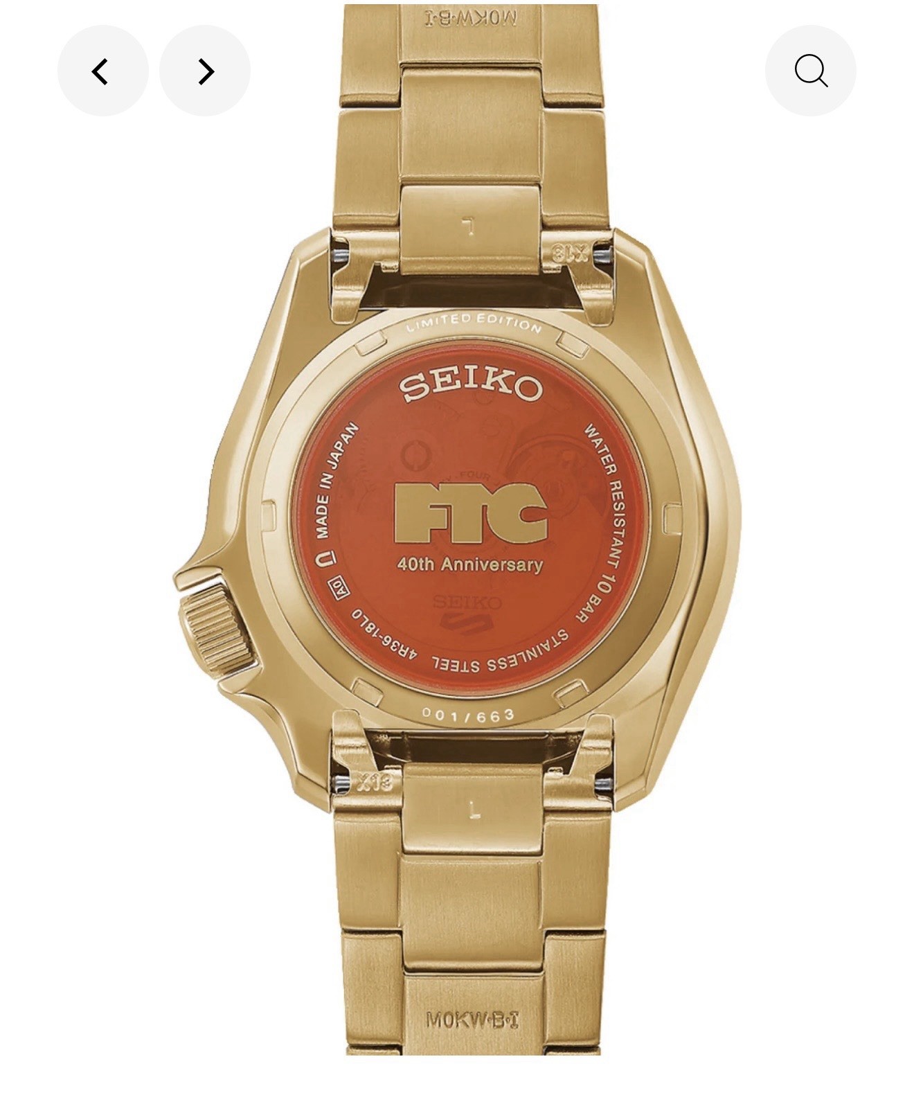FTC Exclusive Seiko 5 Mens Orange Gold Watch HDB012 067/663 Automatic