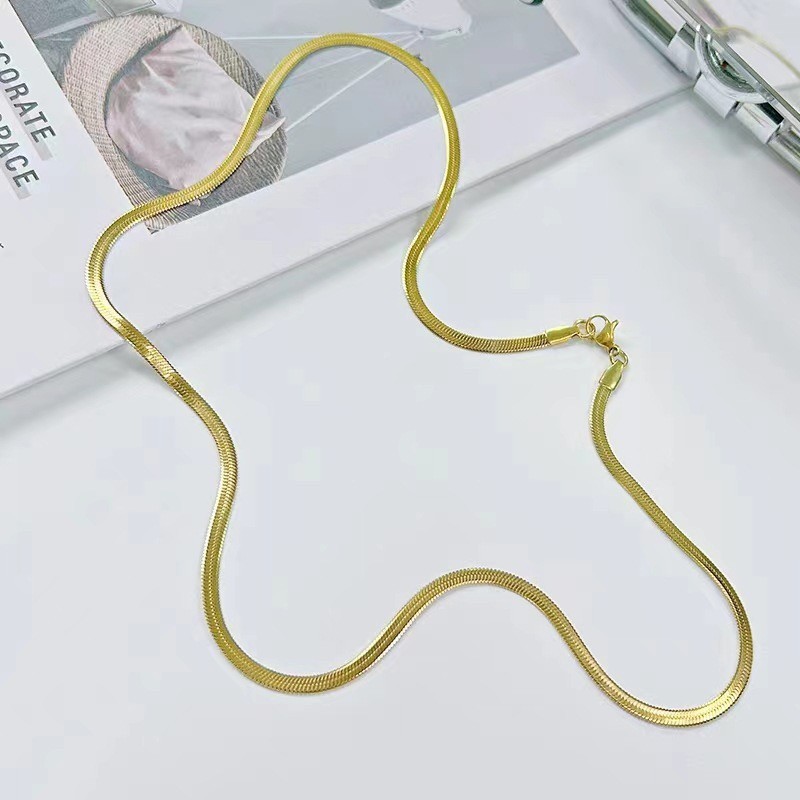 4.5mm 46cm Solid 925 Sterling Silver Herringbone Chain Necklace Made in Italy