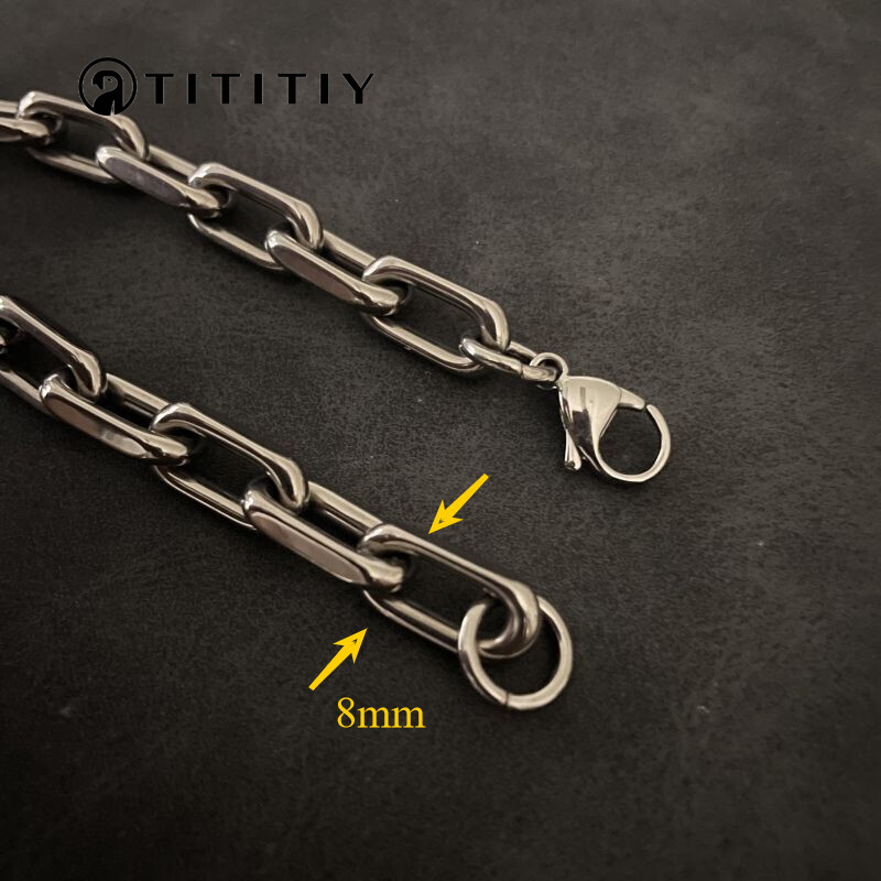 New 8mm Pure Titanium Chain Bracelet Men’s Women Bracelet Anti Allergy 8.3 Inch