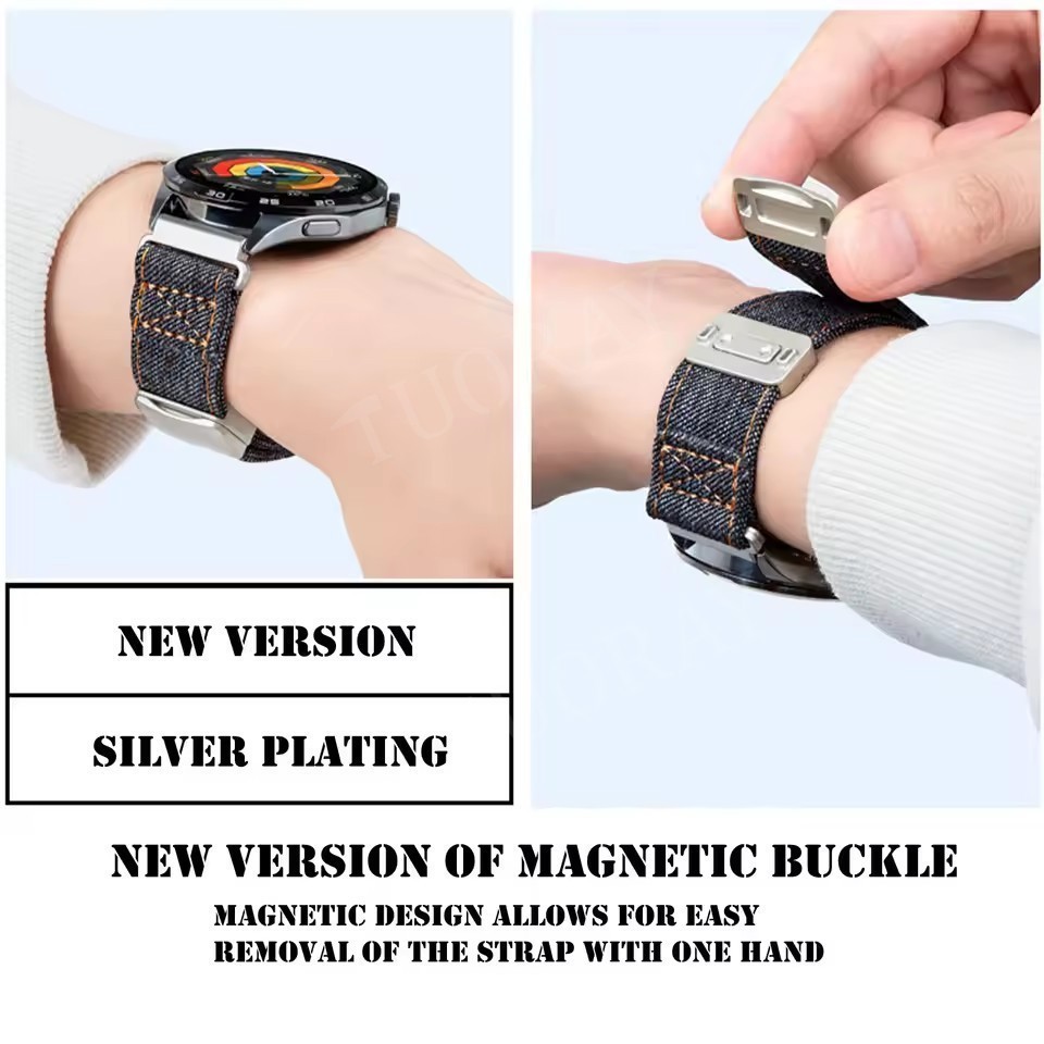 Magnetic Nylon Watch Band Strap for Amazfit GTS GTR 4 3 2 2e Mini 42/47mm