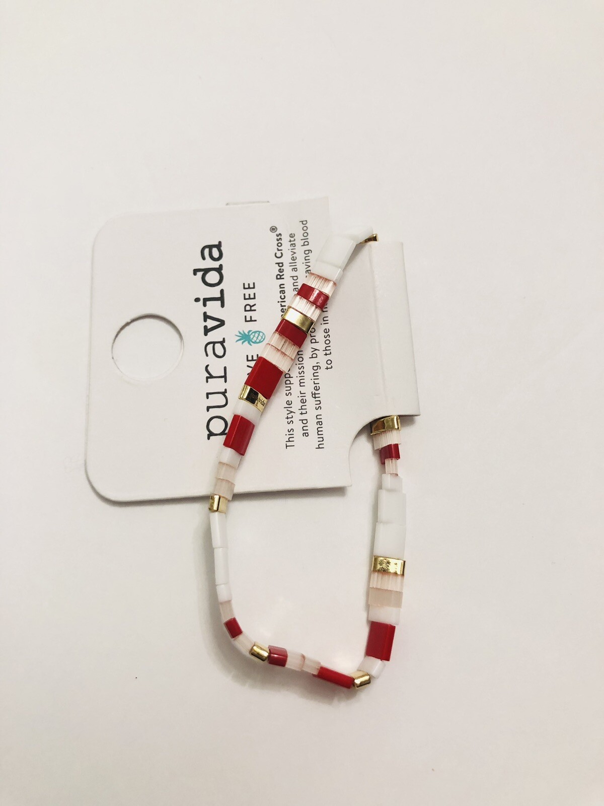 Pura Vida Cuteness Tile Glass / Brass Base With Gold Plating Polyester Bracelet