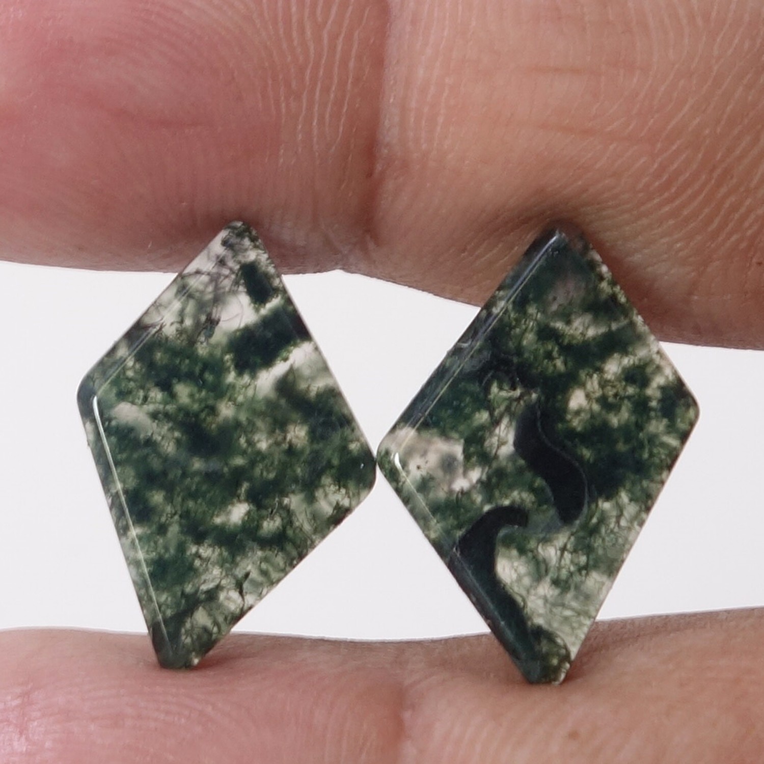 11.50Ct Natural Radiant Green Moss Agate Gemstone Cabochon Matched Pair LPT-2359