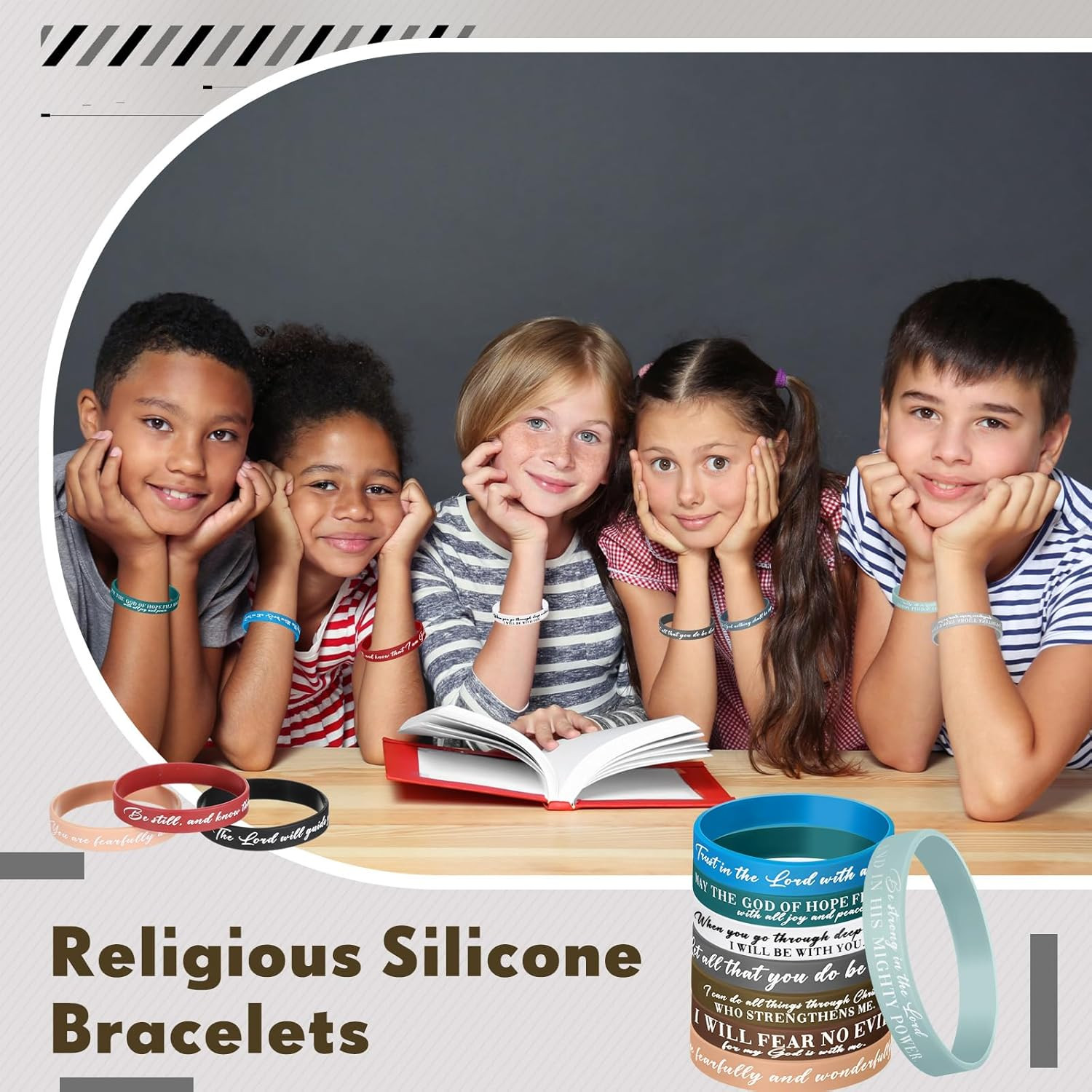 Bible Verse Bracelets 24Pc Scripture Silicone Wristbands Christian Motivational
