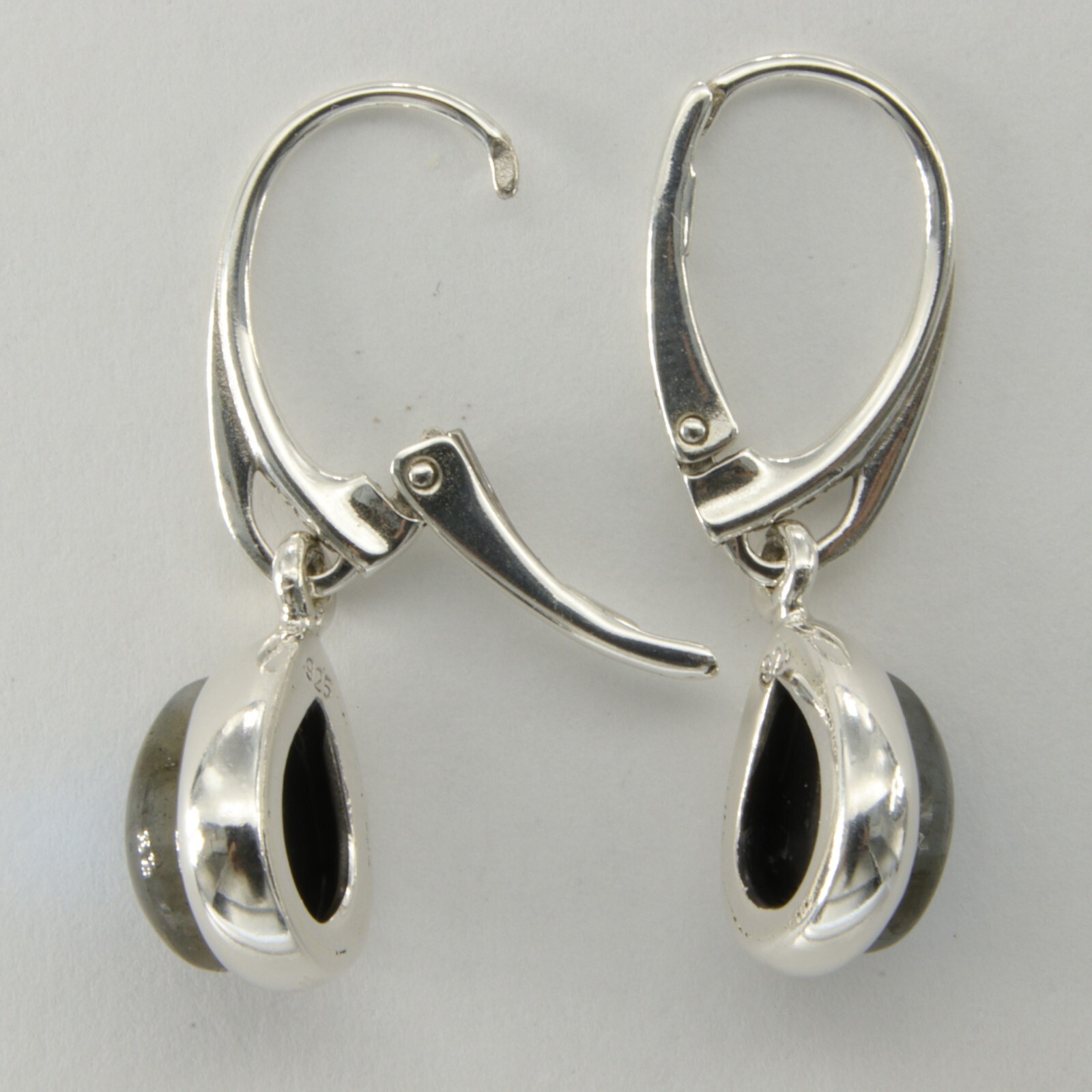 Genuine Natural Pear Drop LABRADORITE Earrings 925 STERLING SILVER Leverback 4e