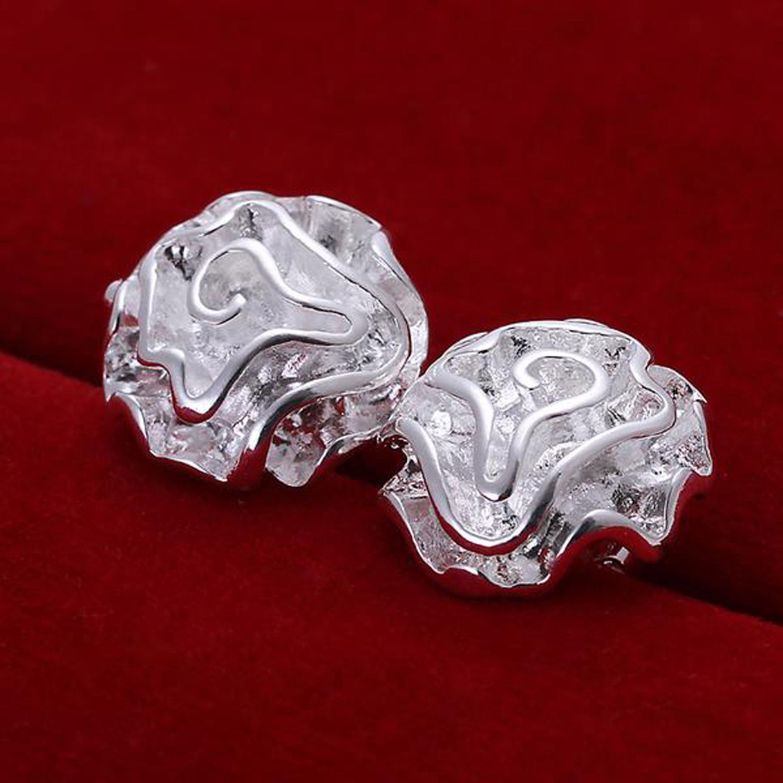 Ladies Alloy Silver Plated Dangle Hoop Earring Ear Studs Fashion Piecing Jewelry