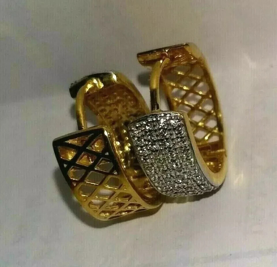 2Ct Lab Created Diamond Round 4-Row Huggie Hoop Earrings 14K Yellow Gold Plated