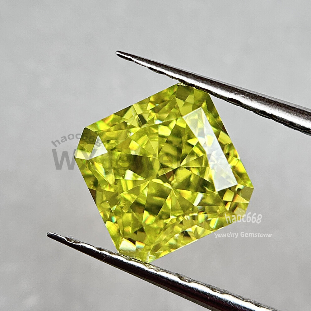 1PC Sq Octangle Ice Cut Olive Yellow Loose Cubic Zirconia for making jewelry