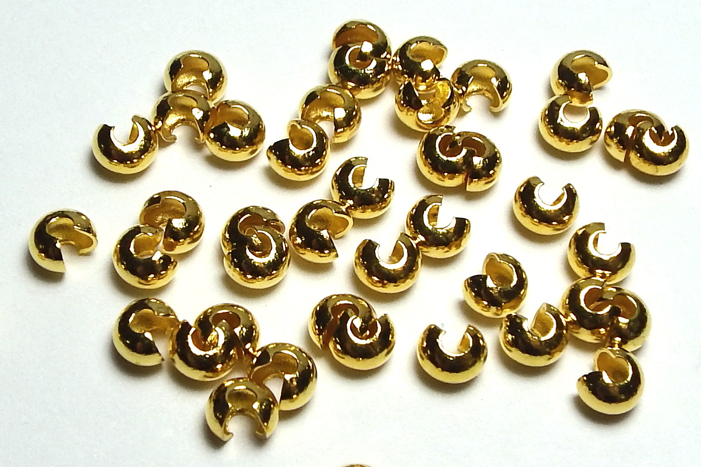 100 ea GOLD PLATED BRASS 3mm Crimp Covers