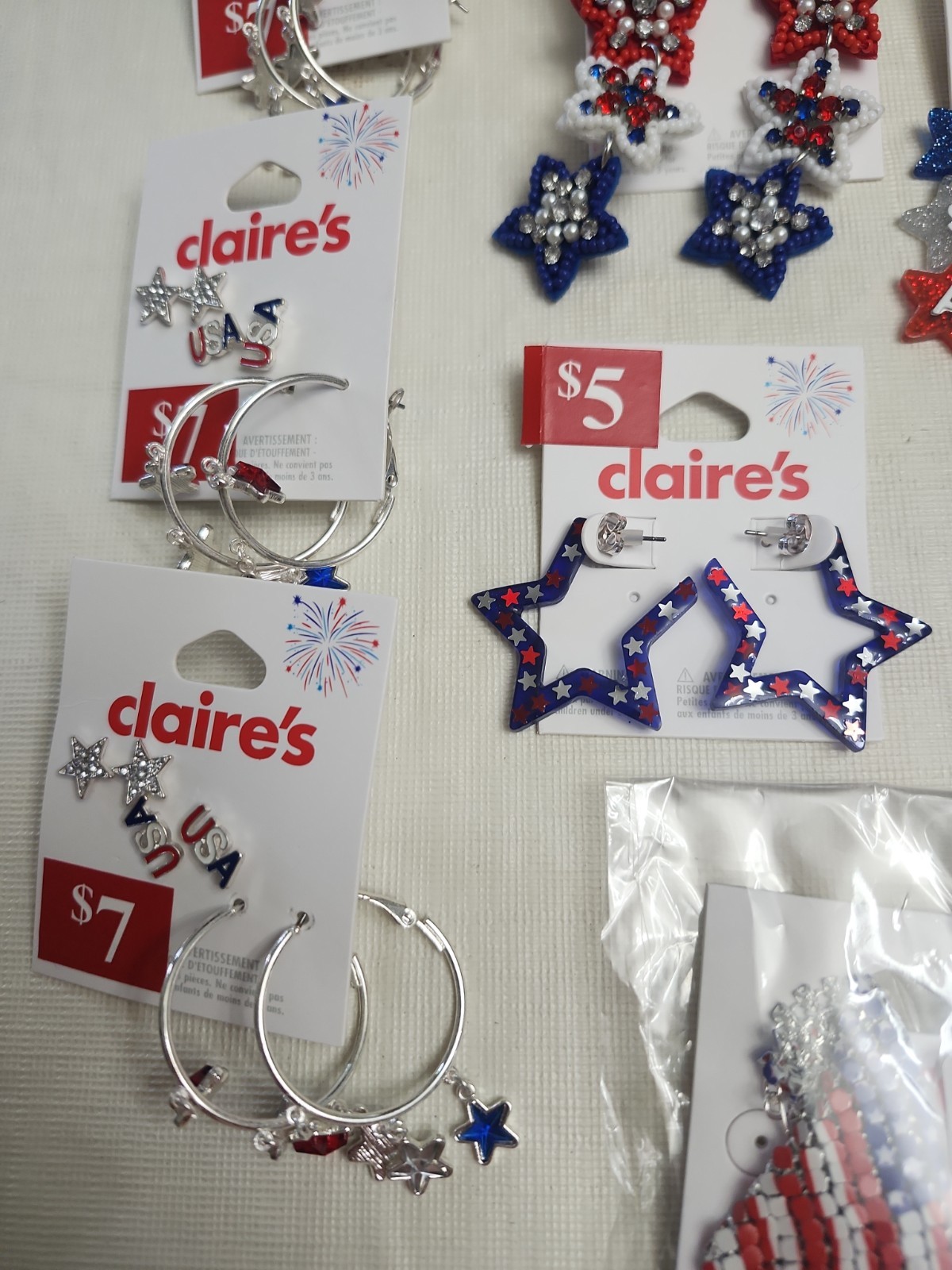 Claire’s Earrings Pierced. LOT OF 18. Fourth Of July Theme.