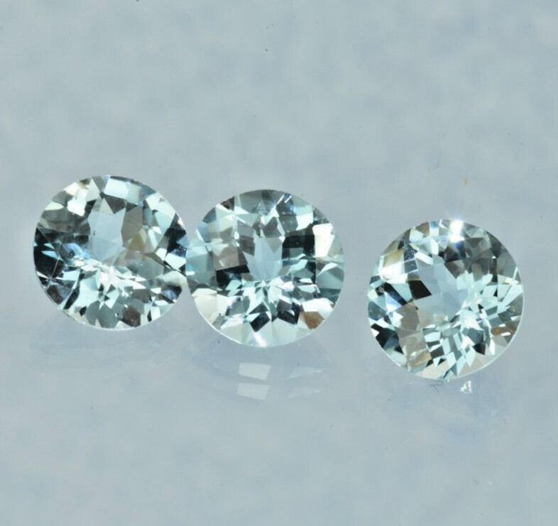 3 pieces Natural Blue Topaz Round Checkerboard Cut 15.56 ct. total 11 mm