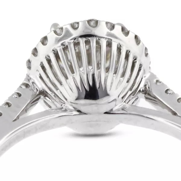 Side Stone Engagement Ring 14K Gold Halo 1.06 CT Round Lab-Grown Diamond D VS1