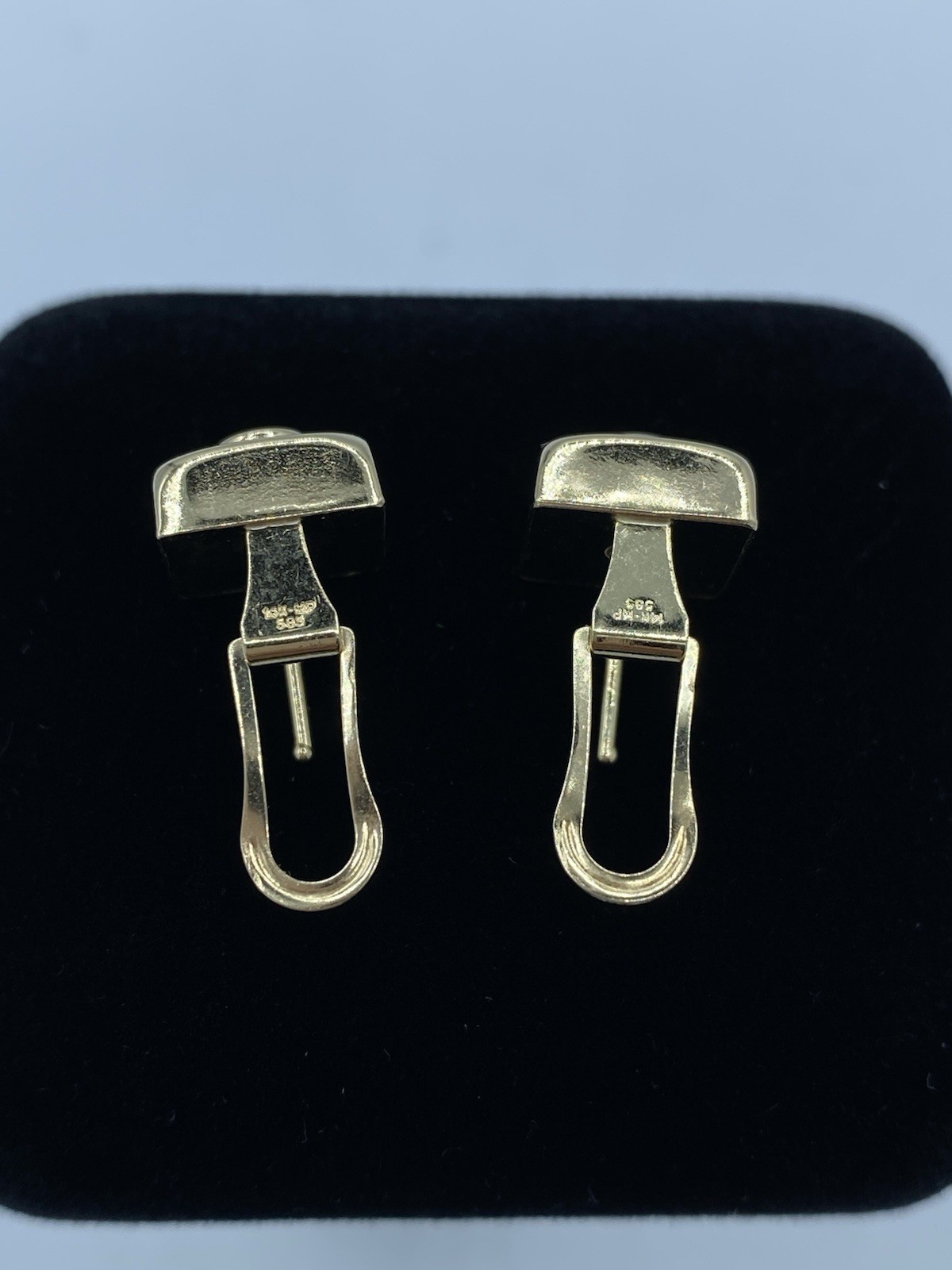 14K Yellow Gold Peridot Modernist Square Earrings 2.4 Grams