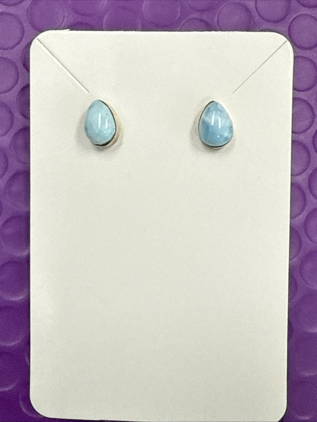 ❤️Vintage Sterling Silver 925 Larimar Stud Earrings (2359)