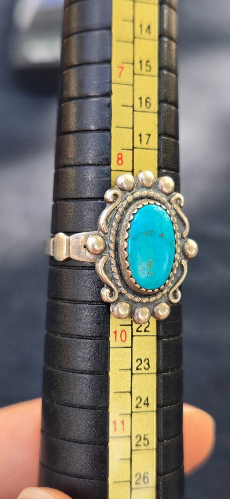 1940’s SW Native Style Sterling Silver Turquoise Wheeler Manufacturing Ring Sz 9