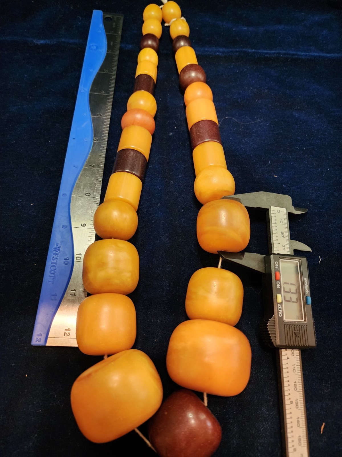 Antique African Butterscotch Egg Yolk Baltic Amber Round Bead Necklace.