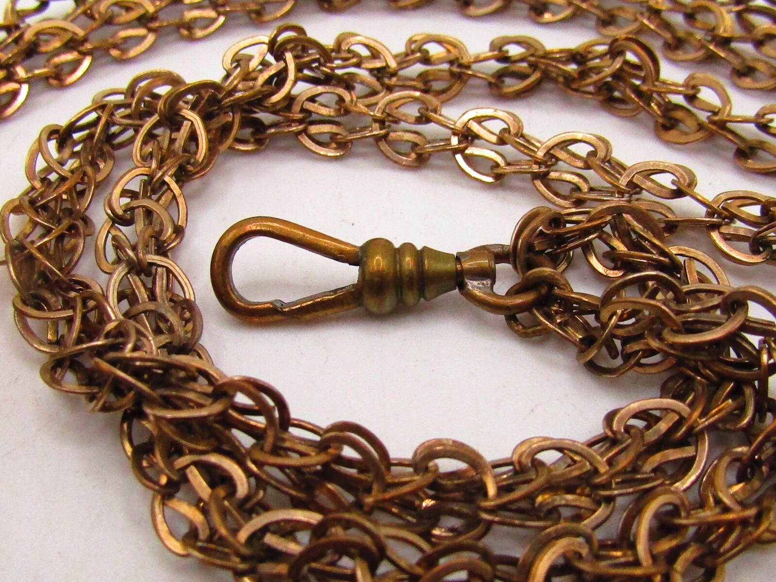 ANTIQUE VICTORIAN LADIES WATCH CHAIN WITH 1OK GOLD CAMEO SLIDE & G.F. CHAIN*
