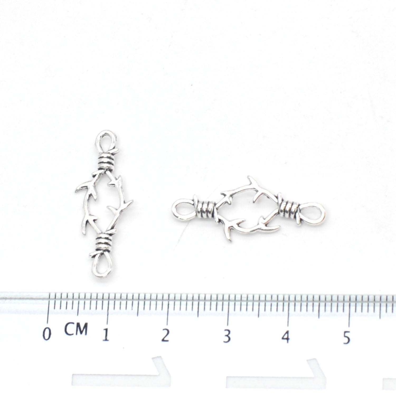 20/50PCS Antique Silver Tone Barbed Wire Chain Choker Connectors 11X27mm LCRS16