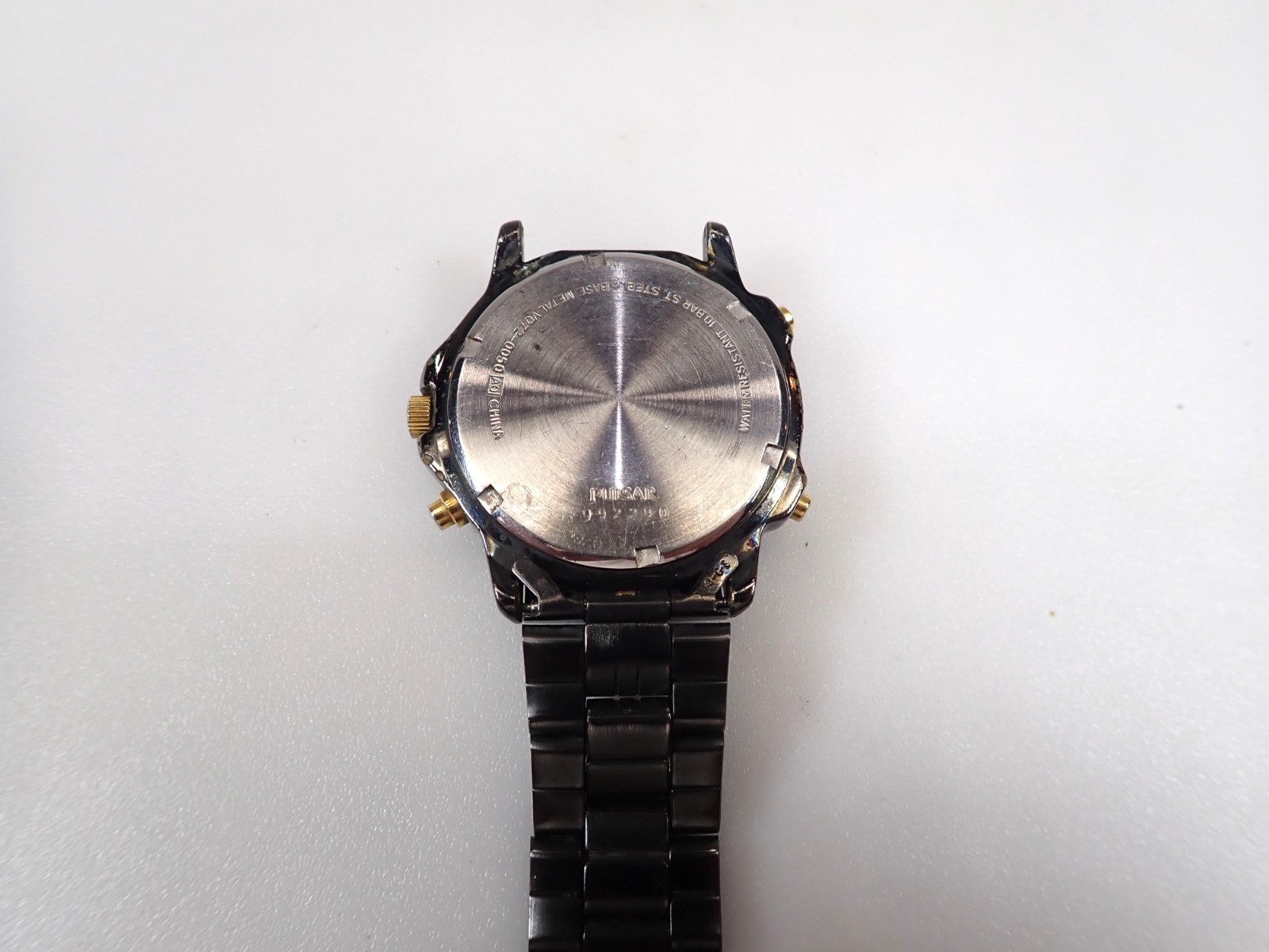 Vintage Pulsar V072-0050 Men’s Watch Black/Gold Alarm Chronograph PARTS/REPAIR