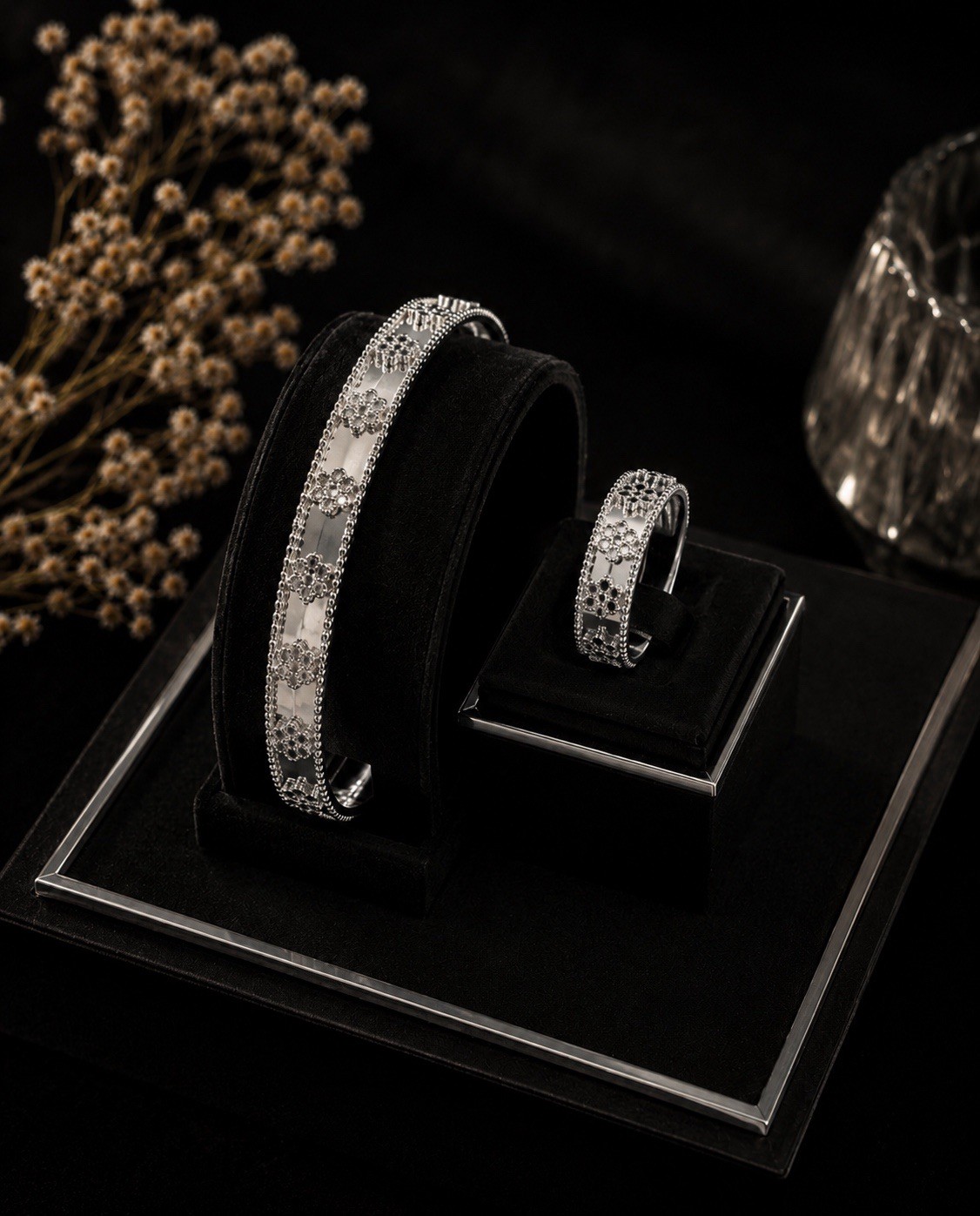 None fade none tarnished Gold or Silver Tone Bracelet Ring Set CZ stone $30 ea