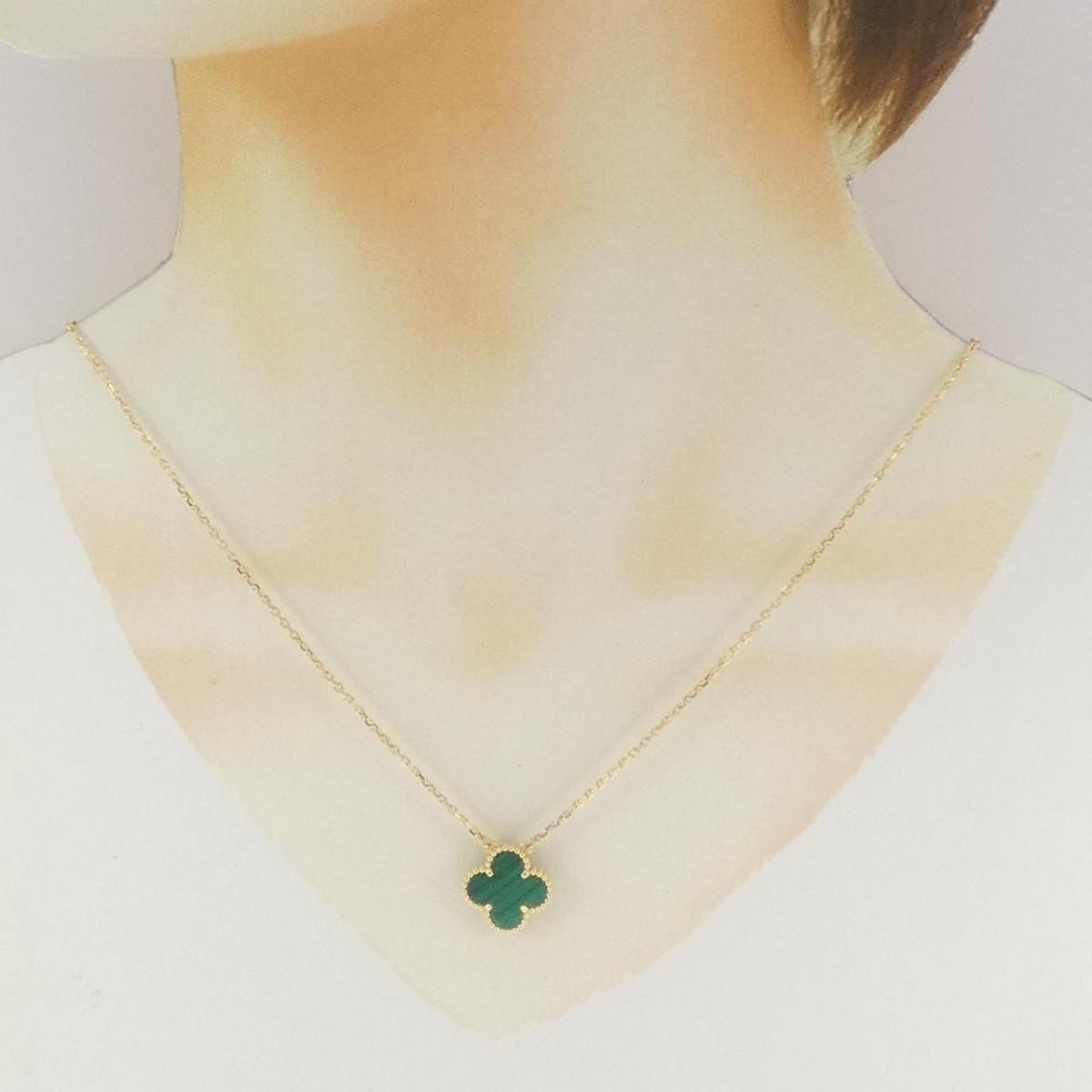 Van Cleef & Arpels Alhambra Malachite K18YG L:42-47cm Necklace Pre Owned [U0712]